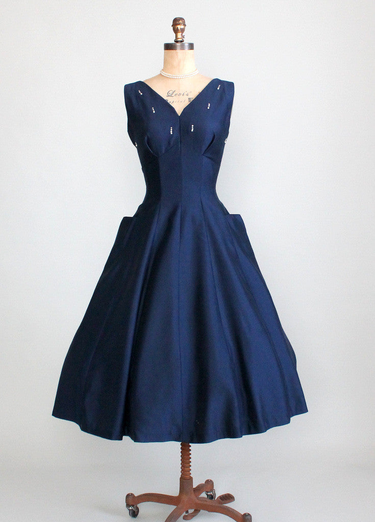Vintage 1950s Navy Fit and Flare ...